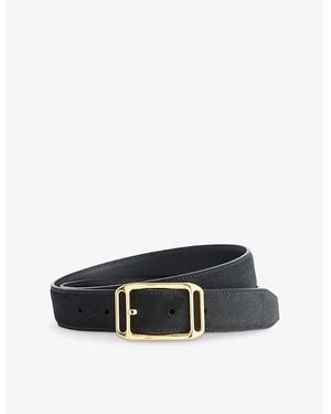 Tom Ford Branded-Buckle Suede Belt - Black
