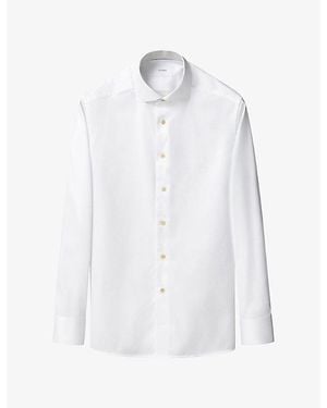 Eton Signature Geometric-Print Slim-Fit Cotton Shirt - White