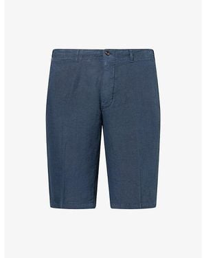 Corneliani Knee-Length Linen Shorts - Blue
