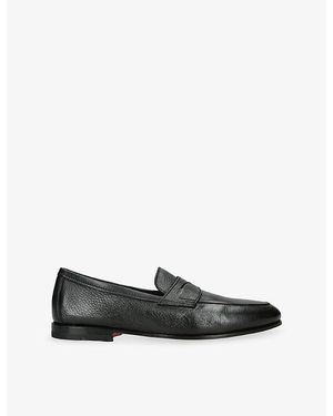 Santoni Carlos Leather Loafers - Black