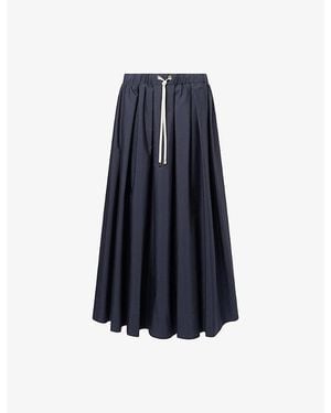 Max Mara Cotton Poplin Midi Skirt - Blue
