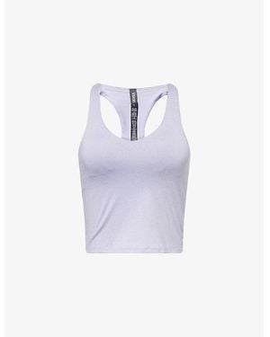 Vuori Halo Performance Scoop-Neck Cropped Stretch-Recycled Polyester Top - Purple