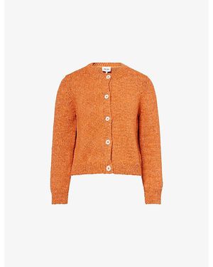ME+EM Round-Neck Relaxed-Fit Knitted Cotton Cardigan - Orange