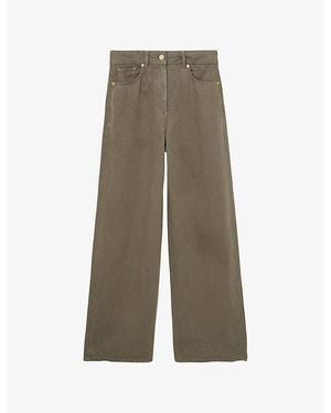 Reiss Carmen Wide-Leg Linen-Blend Trousers - Green