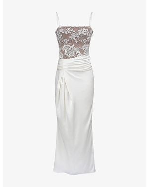 House Of Cb Eliette Embellished Satin Maxi Dress - White