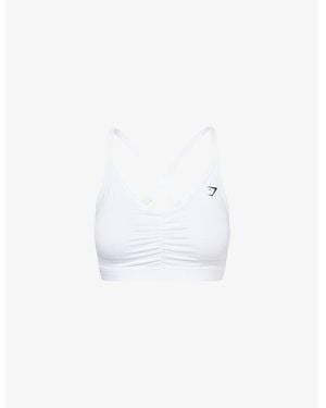 GYMSHARK Ruched Stretch-Jersey Sports Bra - White