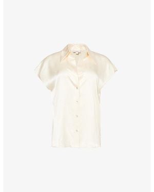 Vince Ruched Semi-Sheer Silk Shirt - White