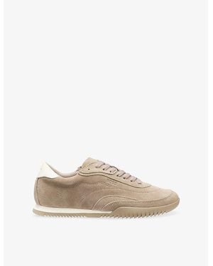BOSS Logo Suede Low-Top Trainers - Natural