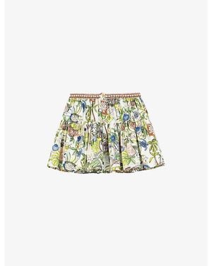 Maje Postcard-Print Ruffled Cotton Mini Skirt - White