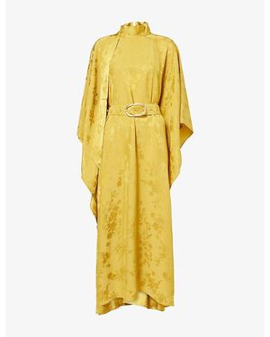 Taller Marmo La Luna Floral Jacquard Woven Kaftan - Yellow
