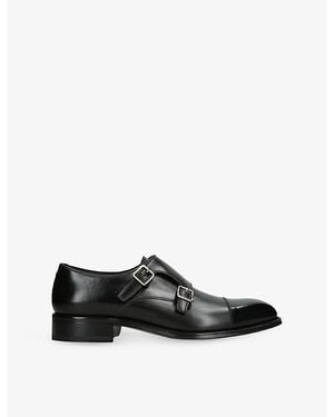 Tom Ford Claydon Double Monk Strap Leather Shoes - Black
