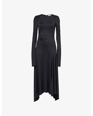Victoria Beckham Long-Sleeve Jersey Midi Dress - Blue
