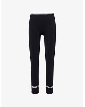 GYMSHARK Contrast Seamless Striped Tapered-Leg Mid-Rise Stretch-Woven Leggings - Blue
