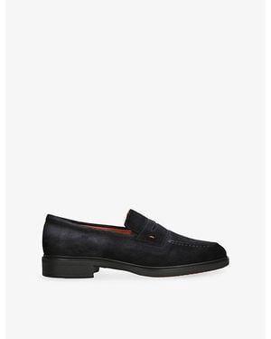 Santoni Easy Suede Loafers - Black