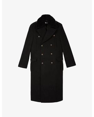 The Kooples Double-Breasted Long Wool-Blend Coat - Black