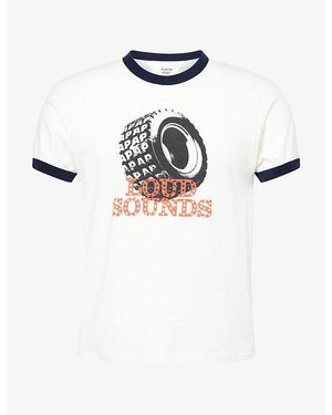 Austin Post Ringer Loud Sounds Cotton T-Shirt - White