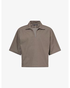 Seventh Football Box-Fit Cotton-Blend Polo Top - Grey