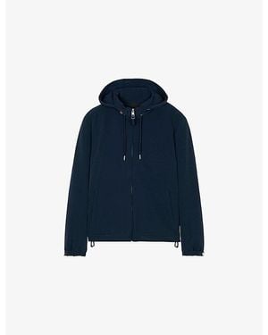 Sandro Hooded Zip-Up Shell Jacket - Blue