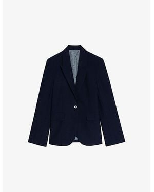 Zadig & Voltaire Vavy Eagle-Embellished Single-Breasted Stretch-Woven Blazer - Blue