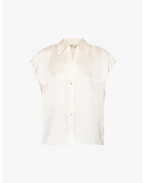 Vince Ruched Semi-Sheer Silk Shirt - White