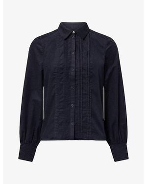 ME+EM Micro Cord Slim-Fit Cotton-Blend Blouse - Blue