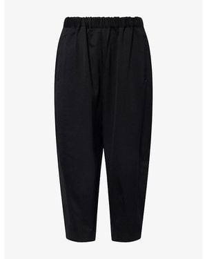 Comme des Garçons Wide Tapered Leg Wool Trousers - Black