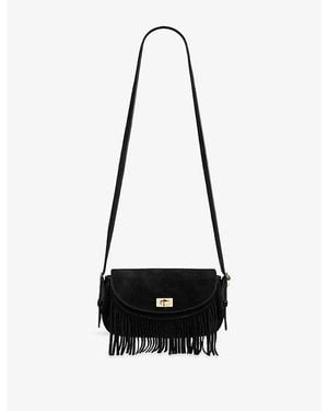 Sandro Mini Mambo Suede Cross-Body Bag - Black