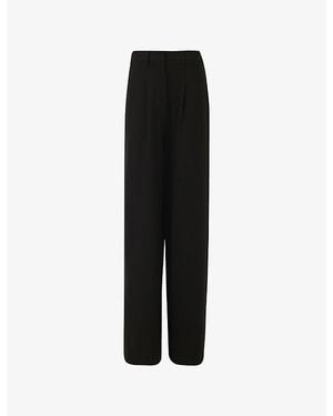 eem Wide-Leg Cropped Woven Trousers - Black