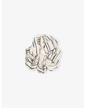 Whistles Abstract Stripe Woven Hair Scrunchie - White