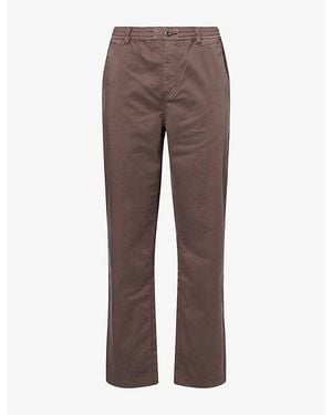 PAIGE Eberton Tapered-Leg Cotton Pants - Brown