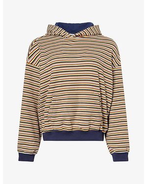 Sisters & Seekers Walker Striped Stretch-Jersey Hoodie - Blue