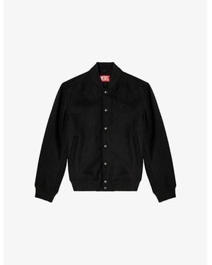 DIESEL J-Arry Logo-Embossed Wool-Blend Bomber Jacket - Black