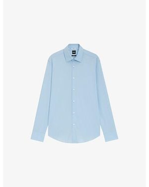 BOSS Slim-Fit Performance-Stretch Twill Shirt - Blue