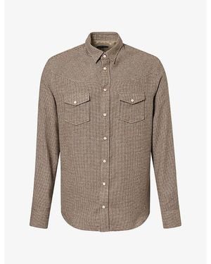 Emporio Armani Western Check Flannel Cotton-Blend Shirt - Grey
