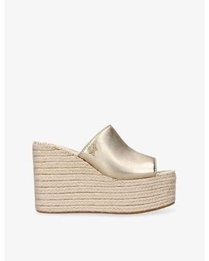 Steve Madden Cruzur Leather Wedge Sandals - Natural