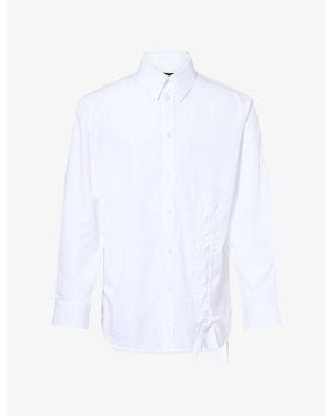Simone Rocha Lace-Up Hem Cotton Shirt - White