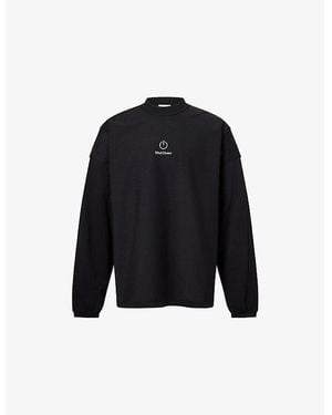 Vetements Shut Down Long-Sleeves Cotton-Jersey T-Shirt - Blue