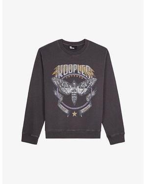 The Kooples Graphic-Print Relaxed-Fit Cotton-Jersey Sweatshirt - Grey