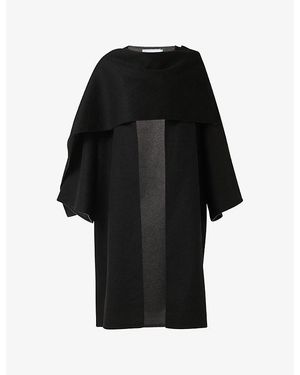 eem Reversible Cocoon Wool-Blend Coat With Scarf Detail - Black