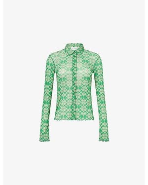COACH X Brain Dead Monogram Long-Sleeve Mesh Shirt - Green