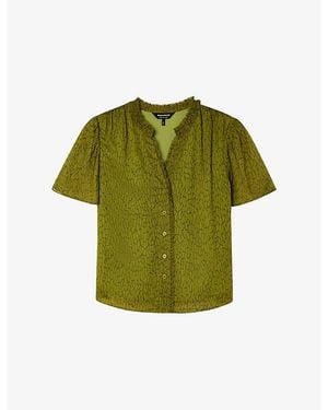 Whistles Dragonfly Abstract-Print Woven Blouse - Green