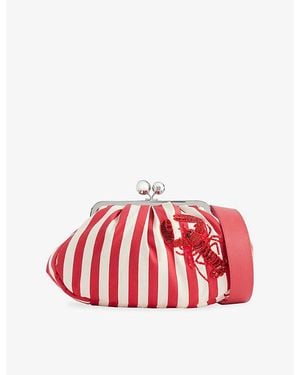 Weekend by Maxmara Striped Pasticcino Medium Cotton-Blend Clutch Bag - Red