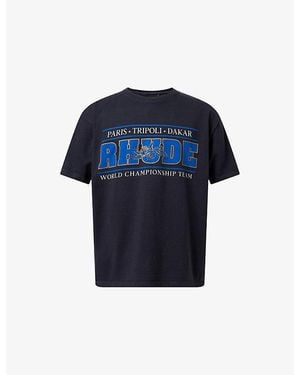 Rhude Graphic-Print Oversized Cotton T-Shirt - Blue