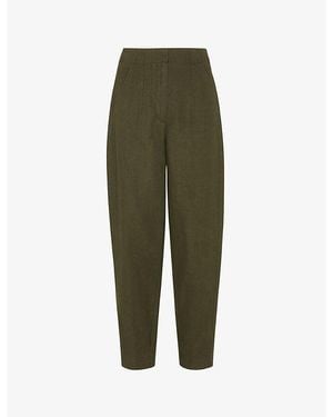 Whistles Barrel-Leg Loose-Fit Linen Pants - Green