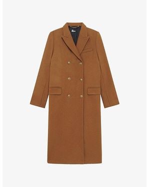 The Kooples Peak-Lapel Double-Breasted Wool-Blend Coat - Brown