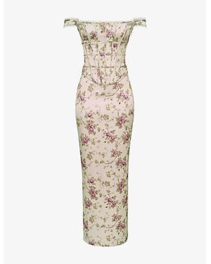 House Of Cb Isis Corseted Satin Maxi Dress - Metallic