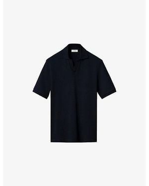 Eton Short-Sleeved Jacquard Cotton Polo Shirt - Blue