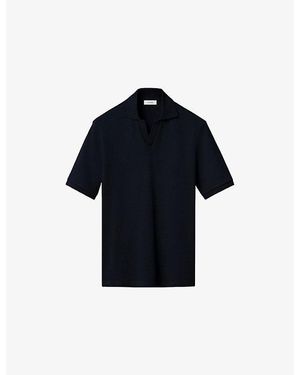 Eton Short-Sleeved Jacquard Cotton Polo Shirt - Blue