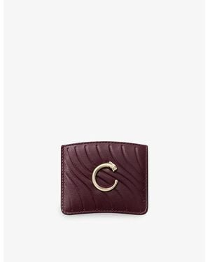 Cartier Panthère C De Simple Leather Card Holder - Purple