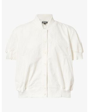 Melitta Baumeister Round-Neck Short-Sleeve Cotton Shirt - White